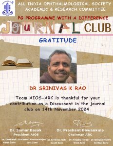 Dr Srinivas K Rao participated as discussant in a journal club