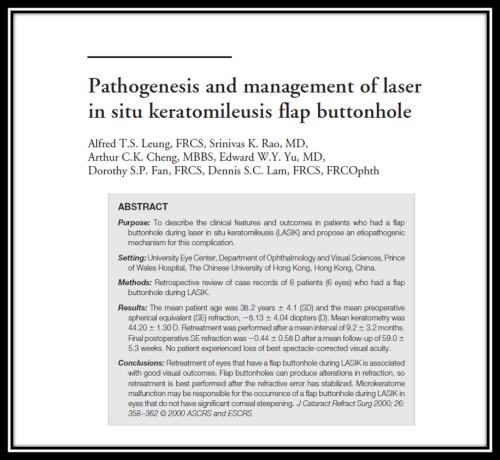Pathogenesis and management of lasik flap button hole ,