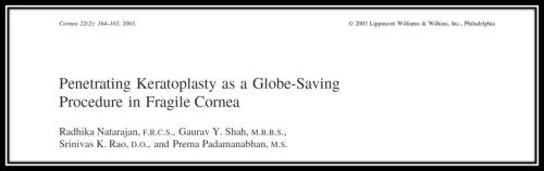 Penetrating keratoplasty as globe saving procedure in fragile cornea