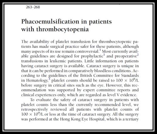 Phacoemulsification in patients with thrombocytopenia