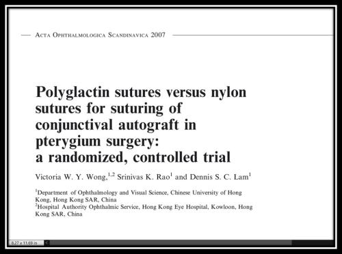 Polyglactin sutures vs nylon sutures for suturing CAG in pterygium surgery