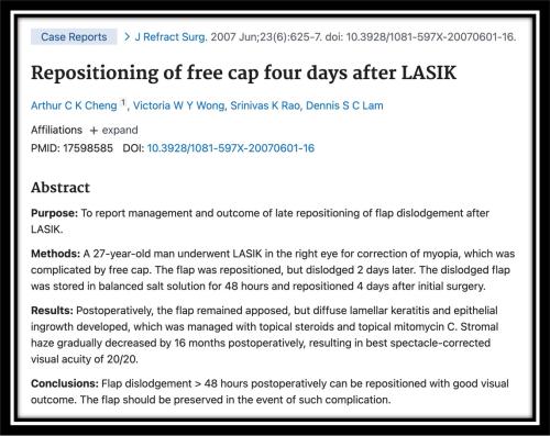 Repositioning of free cap four days after LASIK