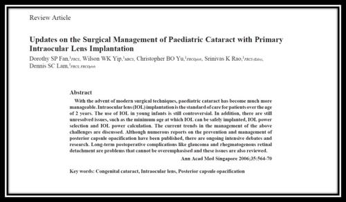 Updates on the surgical management of paediatric cataract with primary IOL implantation