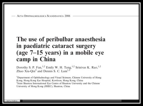 Use of peribulbar anaesthesia in paediatric surgery