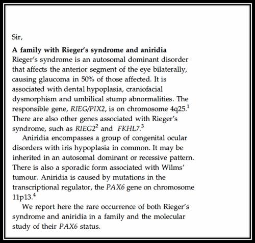A family of reiger synndrome case report