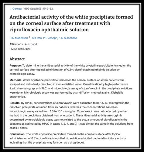 Actibacterial activity of white precipitate after treatment with ciprofloxacin