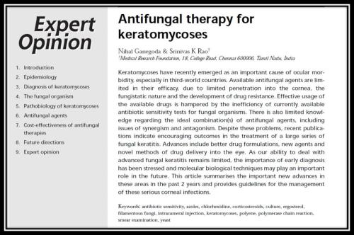 Antifungal therapy for keratomycoses