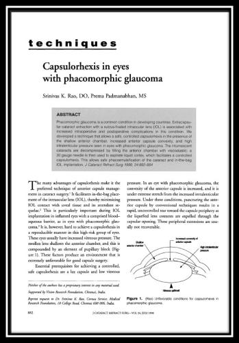 Capsulorhexis inphacomorphic glaucoma