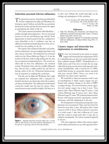 Catract surgery and intraocular lens in retinoblastoma
