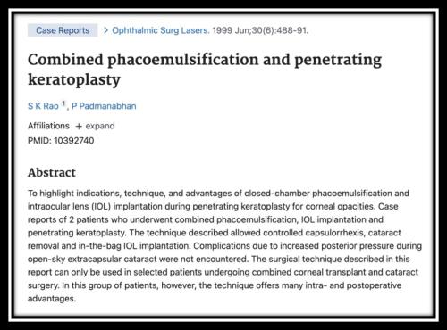 Combining phaco and penetrating keratoplasty