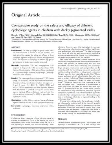 Comparative study on safety and efficacy of different cycloplegic agents in children