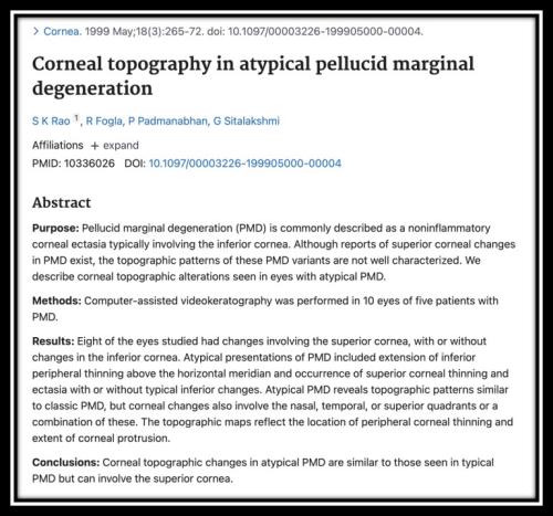Corneal topography in atypicallll pellucid marginal degeneration