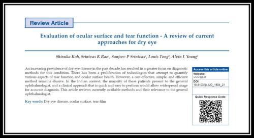 Evaluation of ocular surface and tear function