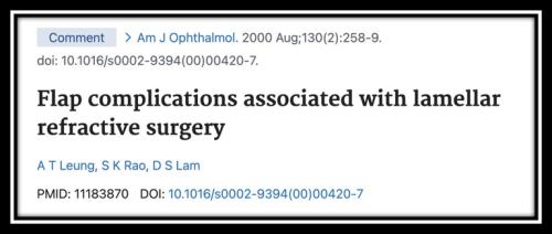Flap complications associated with lamellar refractive surgery