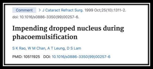 Impending dropped nucleous during phaco