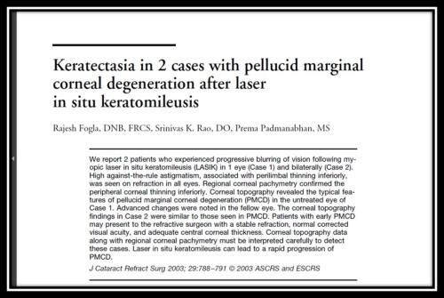 Keratectasia in 2 cases with PMD after LASIK