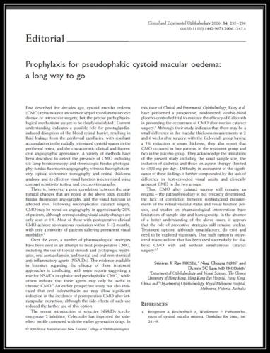 Prophylaxis for pseudophakic cystoid macular oedema